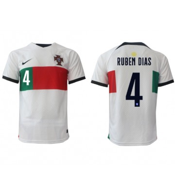 Portugalia Ruben Dias #4 Koszulka Wyjazdowych MŚ 2022 Krótki Rękaw